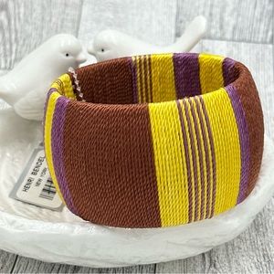 Henri Bendel Sequin Wide Multicolor Thread Wrapped Bangle Bracelet